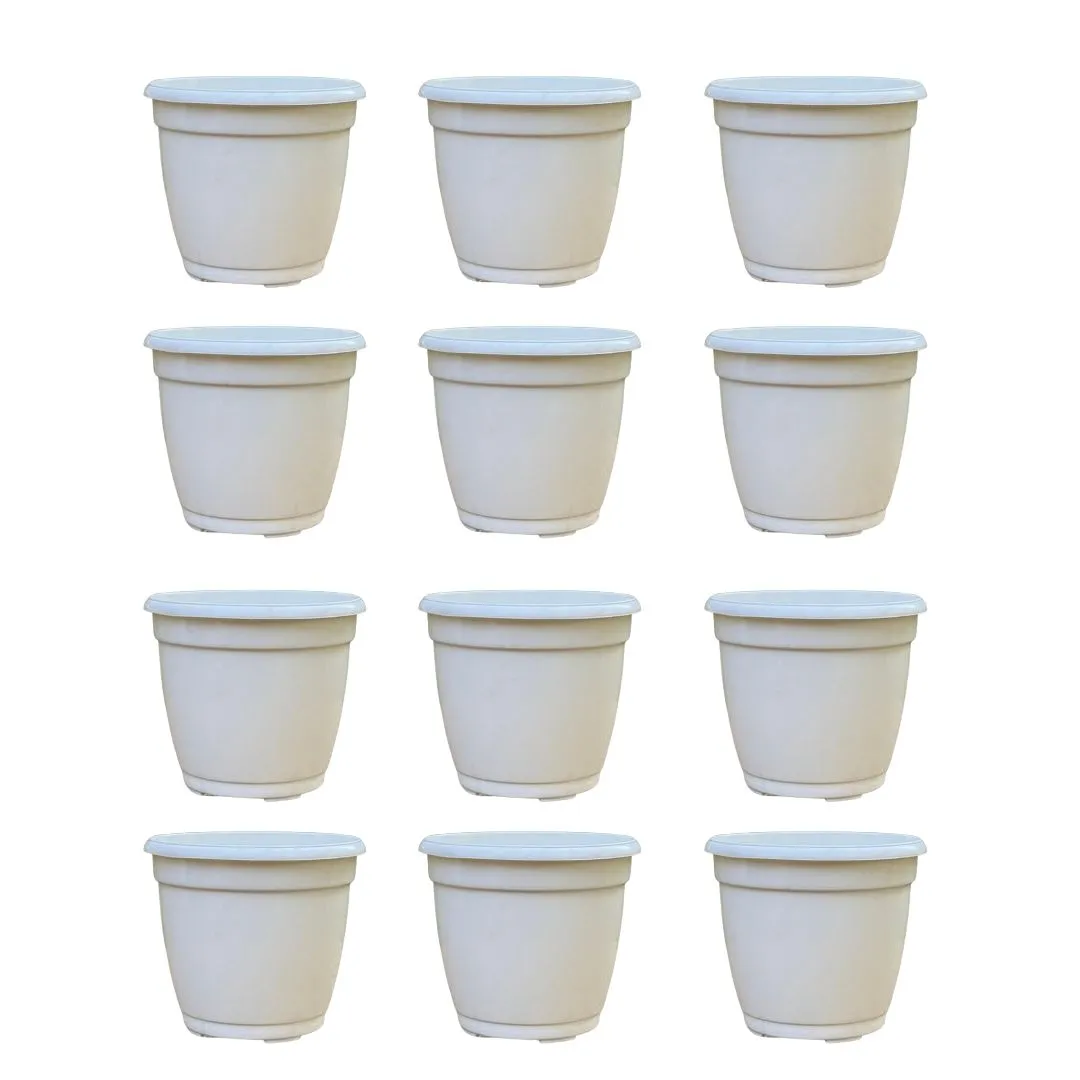 Set of 12 - 4 Inch Cloudy White Elora Premium Plastic Planter