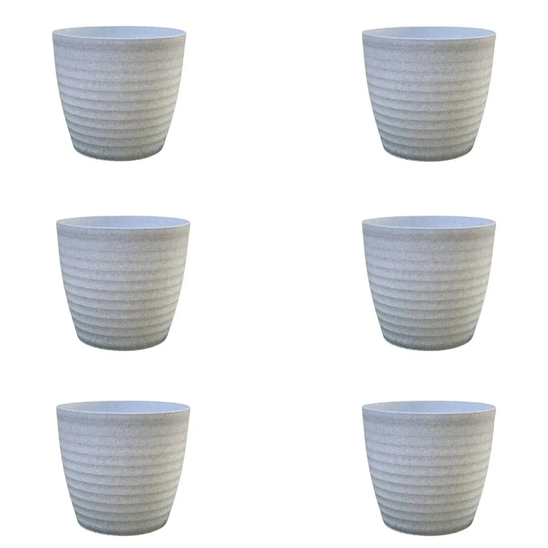 Set of 6 - 7 Inch Grey Avora Premium Plastic Planter