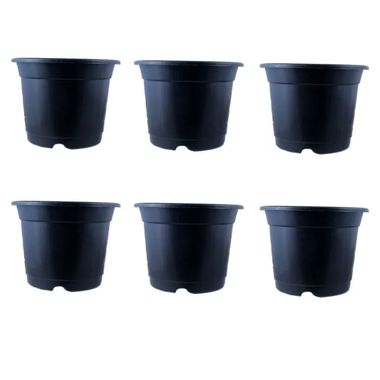 Set of 6 - 12 inch Black Nursery Pot