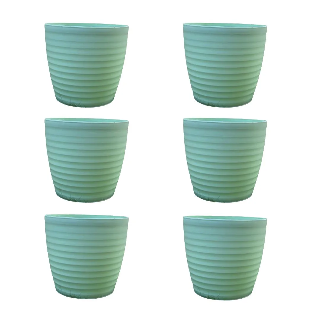 Set of 6 - 5 Inch Pastel Green Avora Premium Plastic Planter
