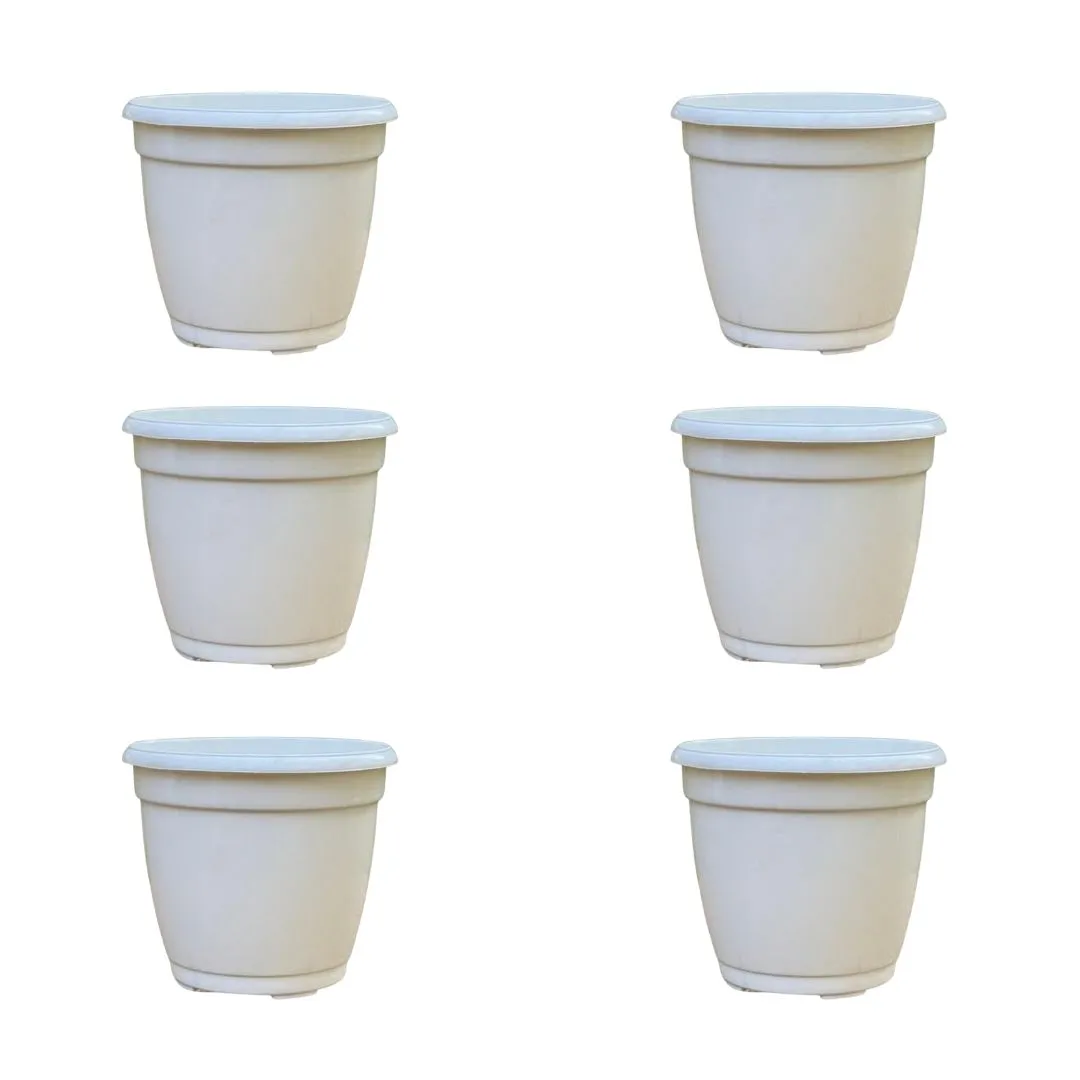 Set of 6 - 5 Inch Cloudy White Elora Premium Plastic Planter