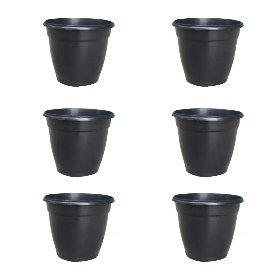 Set of 6 - 5 Inch Cloudy Black Elora Premium Plastic Planter