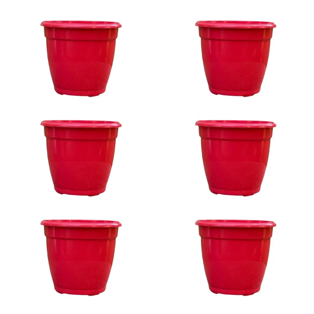 Set of 6 - 4 Inch Ruby Red Elora Premium Plastic Planter
