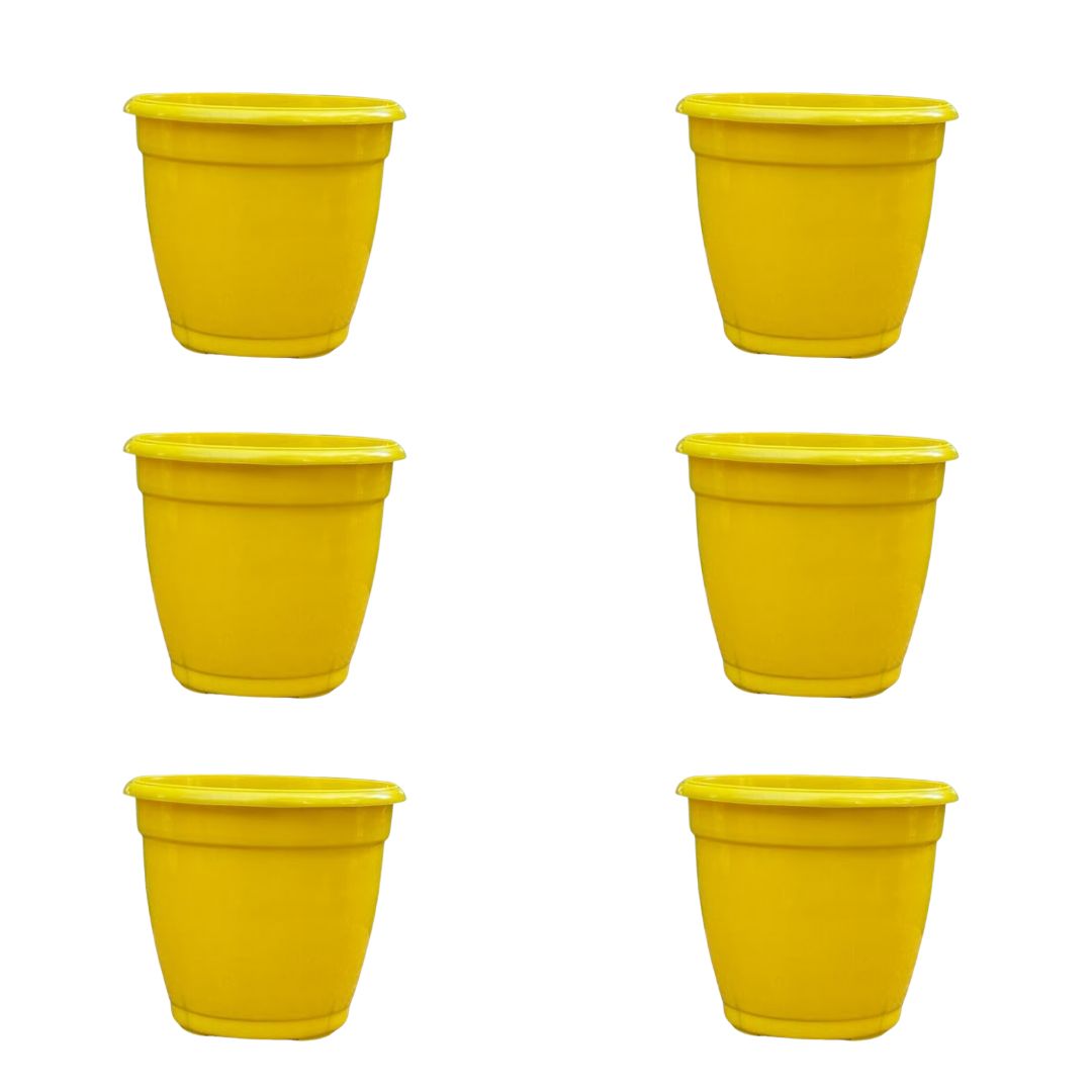 Set of 6 - 3 Inch Sunshine Yellow Elora Premium Plastic Planter