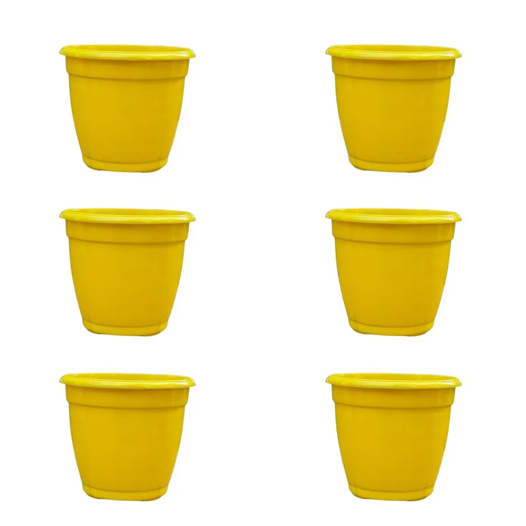 Set of 6 - 3 Inch Sunshine Yellow Elora Premium Plastic Planter