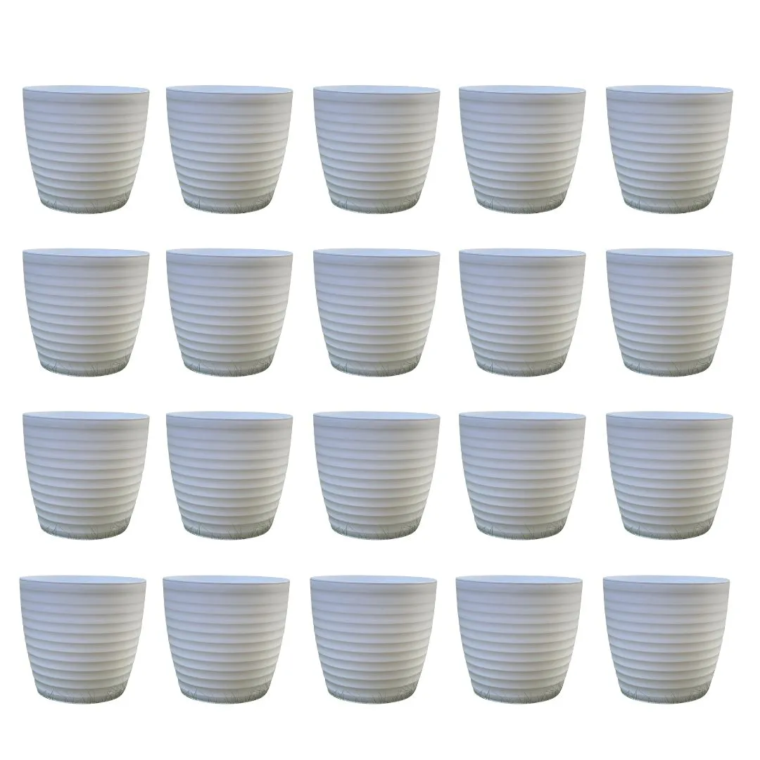 Set of 20 - 5 Inch White Avora Premium Plastic Planter