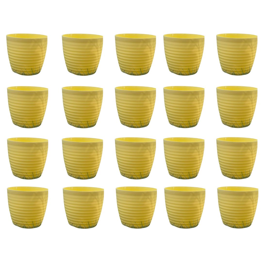 Set of 20 - 5 Inch Bloom Yellow Avora Premium Plastic Planter