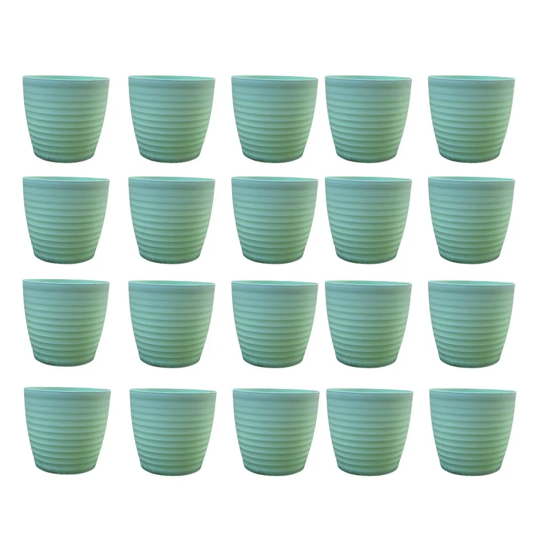 Set of 20 - 5 Inch Pastel Green Avora Premium Plastic Planter