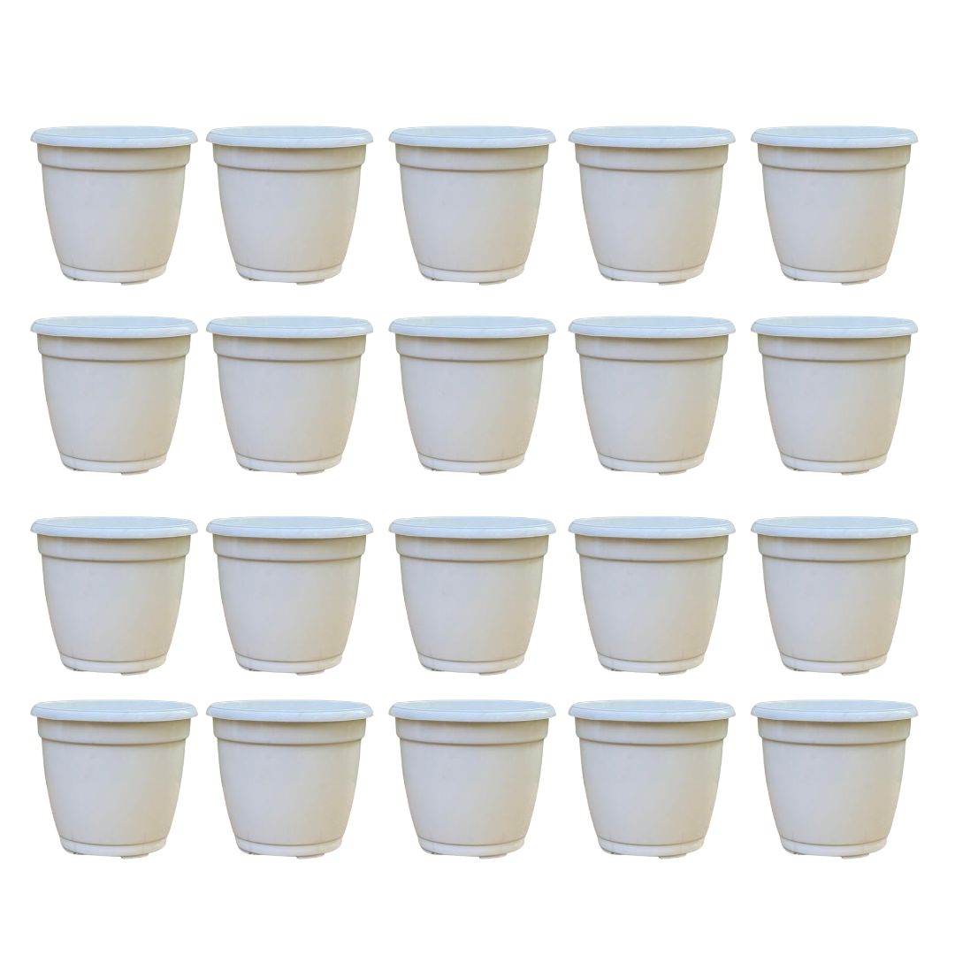 Set of 20 - 5 Inch Cloudy White Elora Premium Plastic Planter