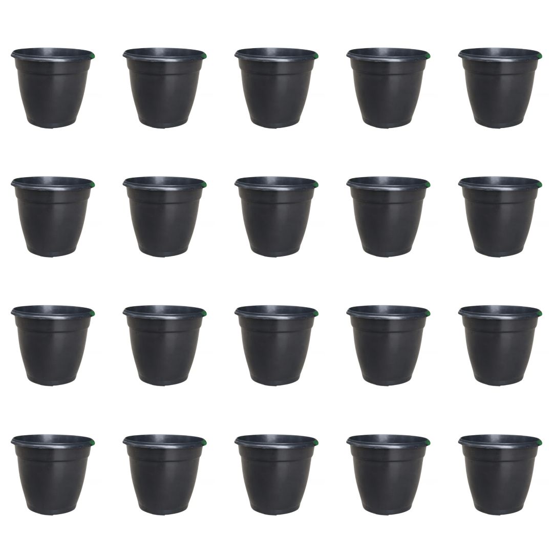 Set of 20 - 4 Inch Cloudy Black Elora Premium Plastic Planter