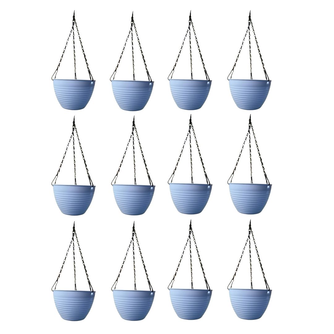 Set of 12 - 7 Inch Majesty Blue Premium Zylo Hanging Plastic Basket