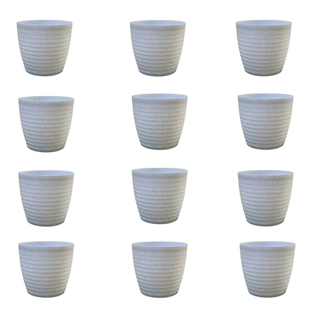 Set of 12 - 6 Inch Grey Avora Premium Plastic Planter