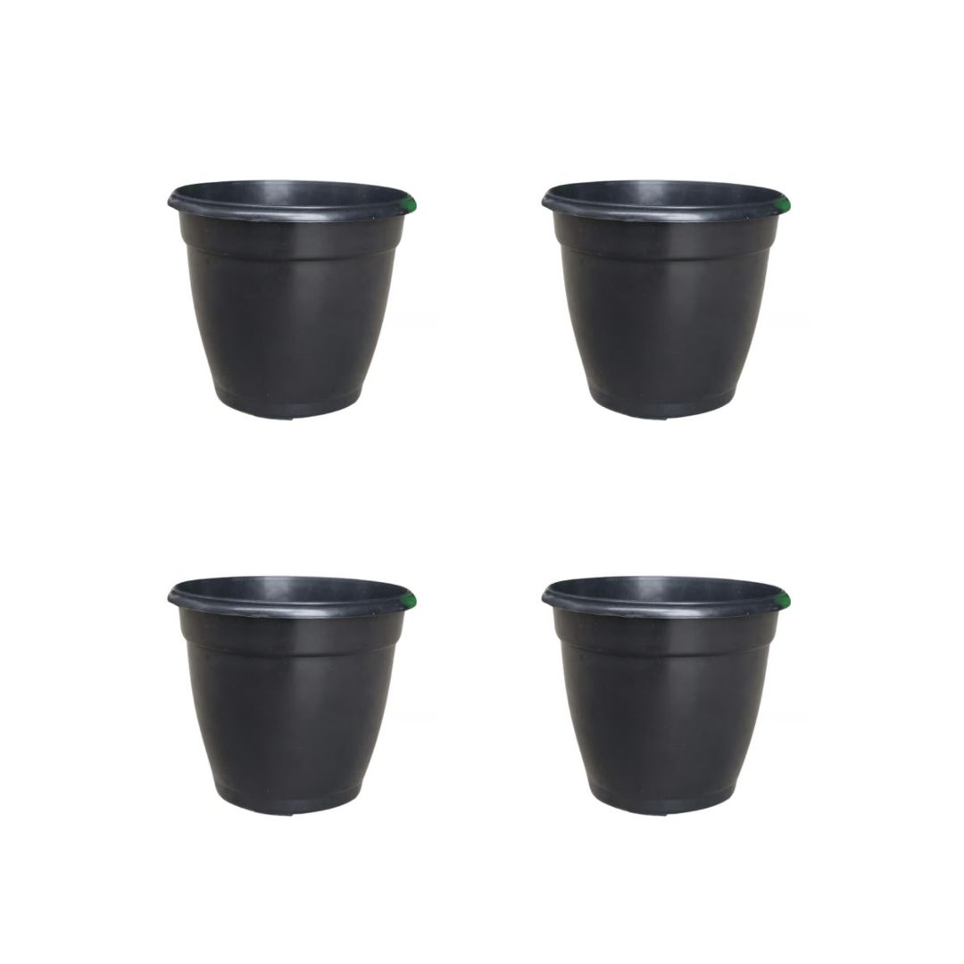 Set of 4 - 4 Inch Cloudy Black Elora Premium Plastic Planter