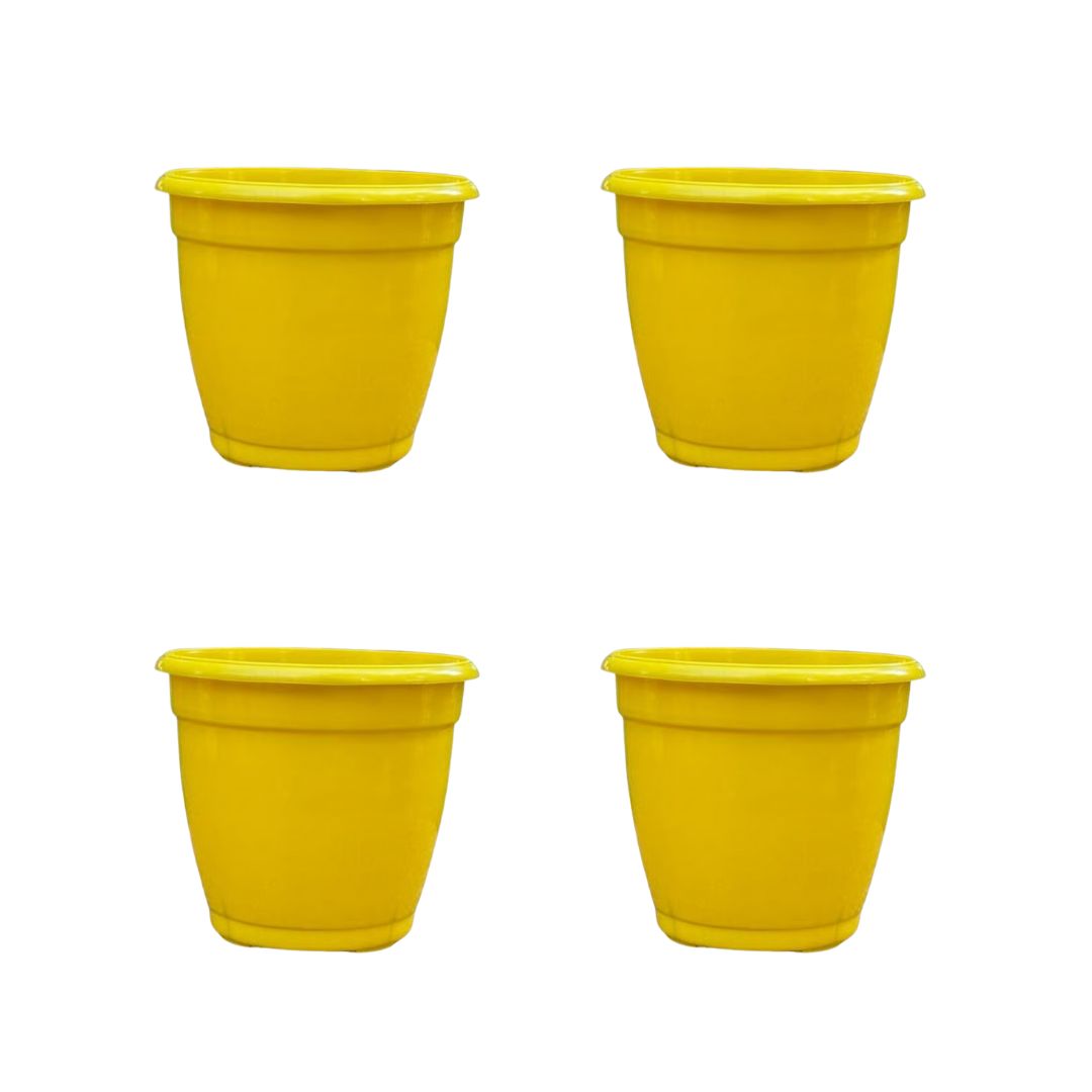 Set of 4 - 3 Inch Sunshine Yellow Elora Premium Plastic Planter