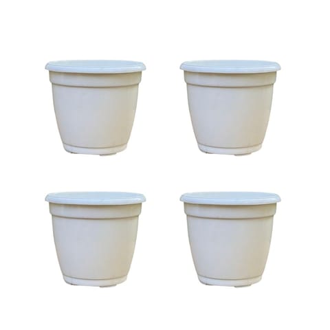 Set of 4 - 3 Inch Cloudy White Elora Premium Plastic Planter