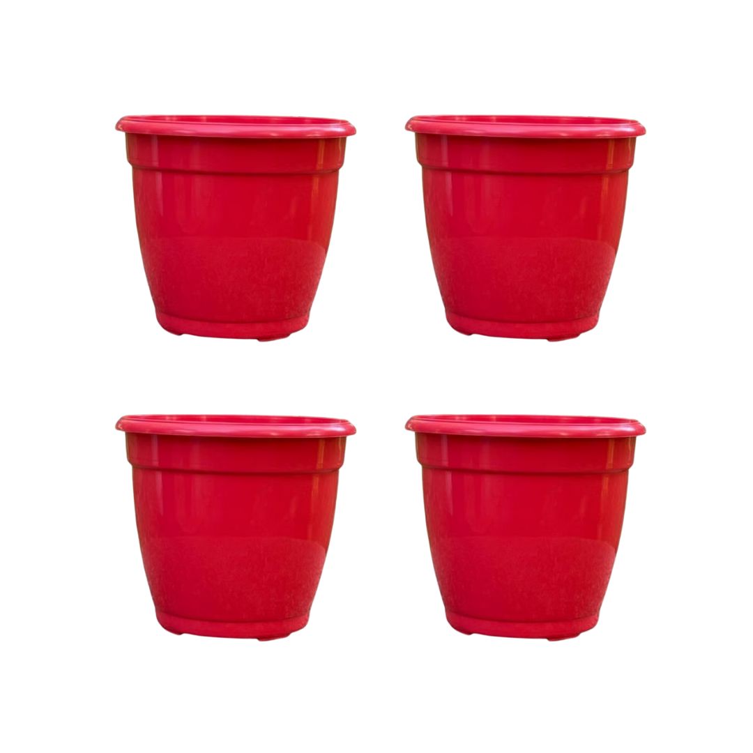 Set of 4 - 3 Inch Ruby Red Elora Premium Plastic Planter