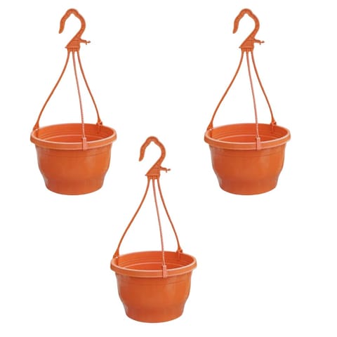 Set of 3 - 6 Inch Terracotta Red Premium Evara Hanging Plastic Pot