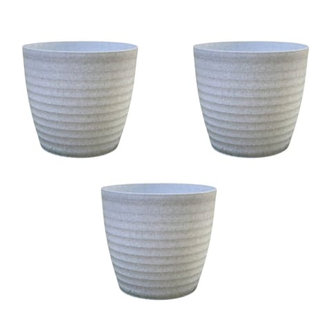 Set of 3 - 5 Inch Grey Avora Premium Plastic Planter