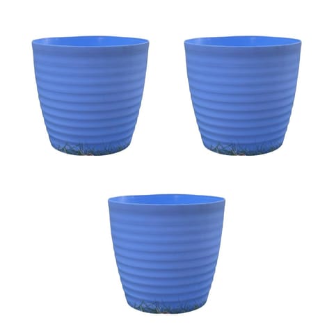 Set of 3 - 5 Inch Elvan Blue Avora Premium Plastic Planter