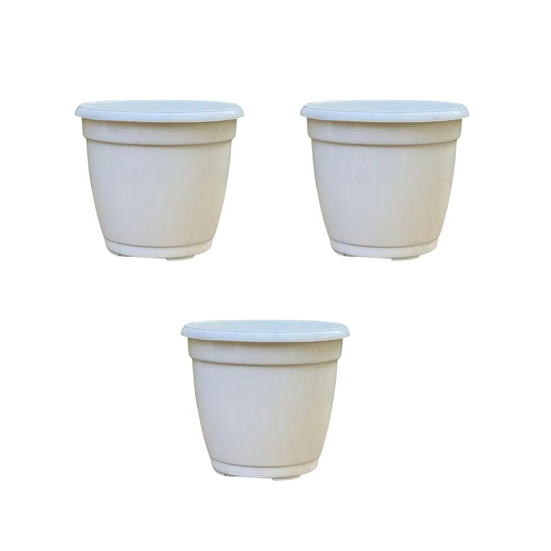 Set of 3 - 5 Inch Cloudy White Elora Premium Plastic Planter