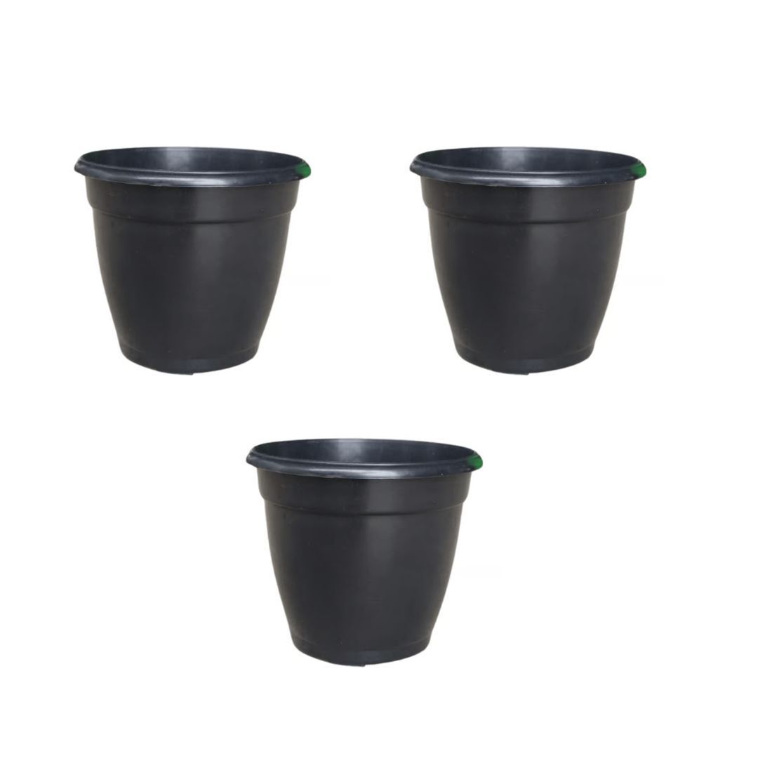 Set of 3 - 5 Inch Cloudy Black Elora Premium Plastic Planter