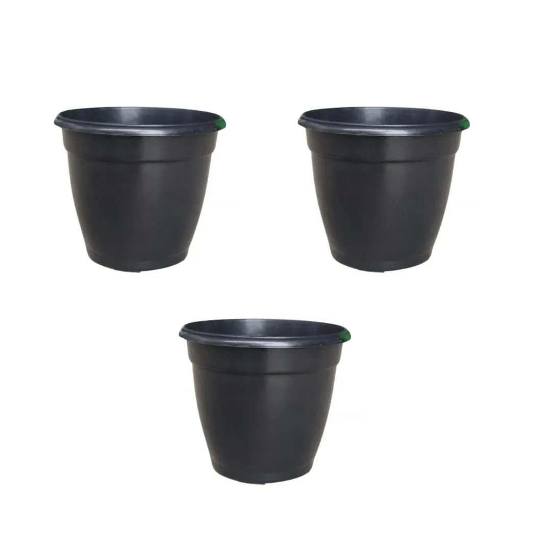 Set of 3 - 4 Inch Cloudy Black Elora Premium Plastic Planter