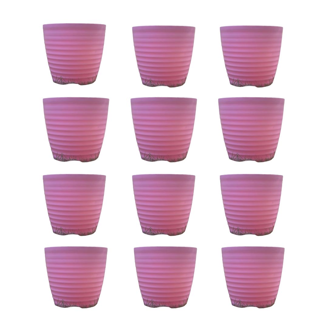 Set of 12 - 5 Inch Candy-Blush Pink Avora Premium Plastic Planter