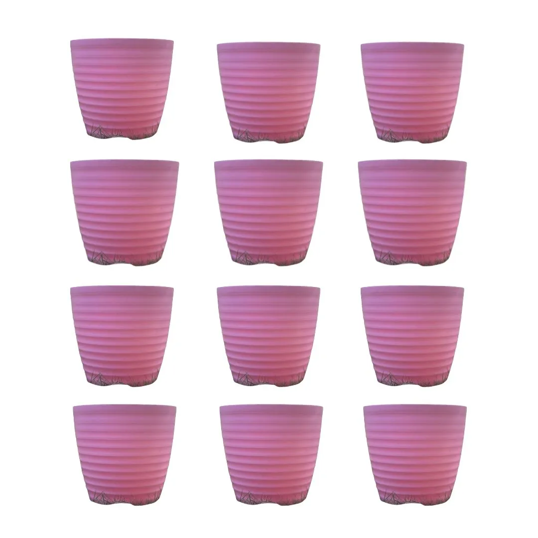 Set of 12 - 5 Inch Candy-Blush Pink Avora Premium Plastic Planter