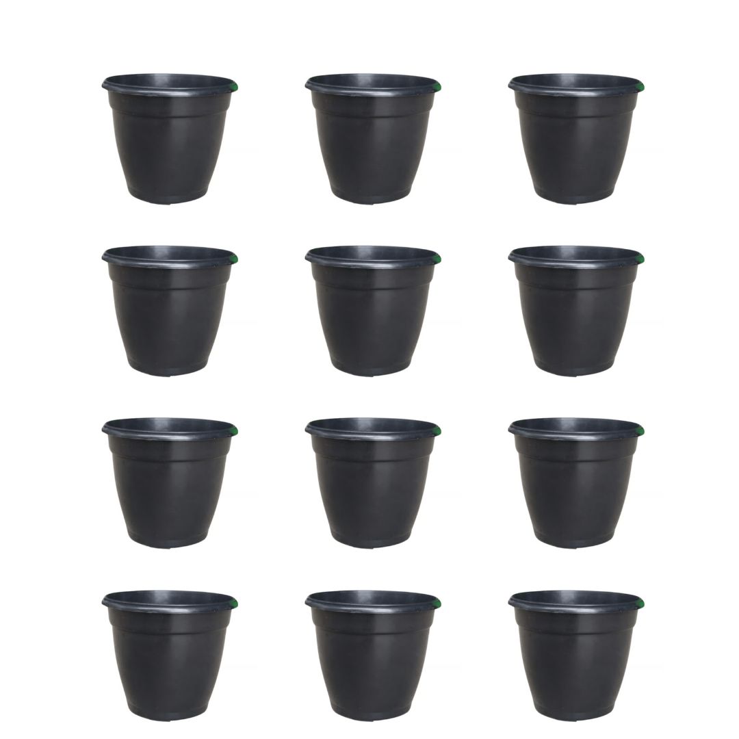 Set of 12 - 4 Inch Cloudy Black Elora Premium Plastic Planter