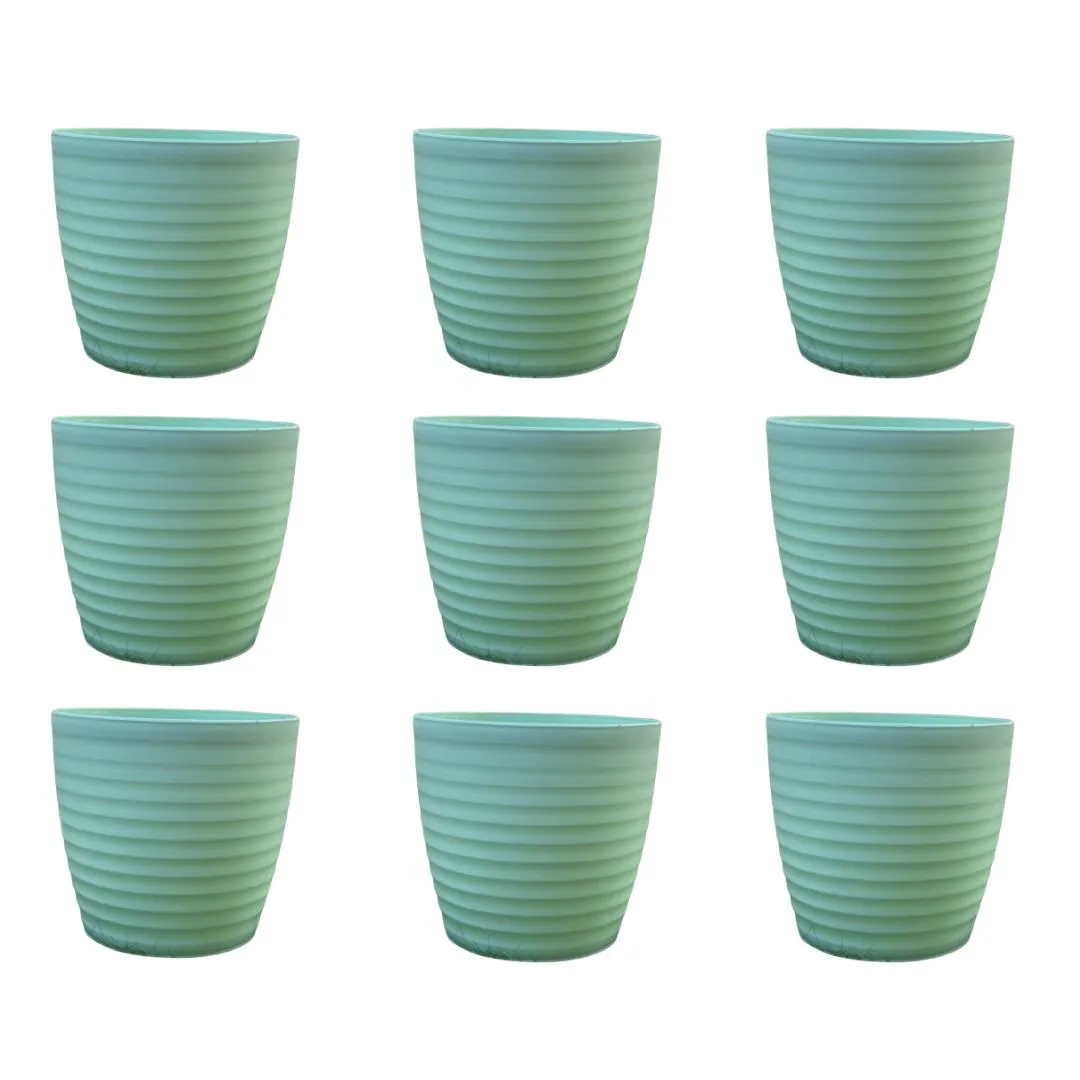 Set of 9 - 6 Inch Pastel Green Avora Premium Plastic Planter