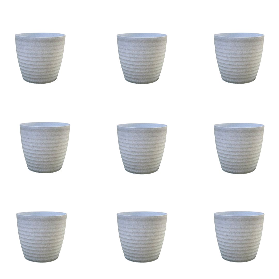 Set of 9 - 5 Inch Grey Avora Premium Plastic Planter