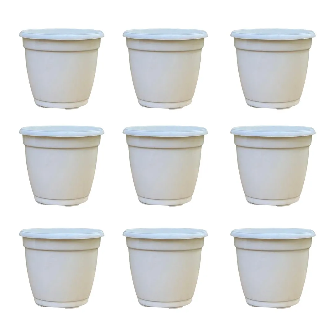 Set of 9 - 5 Inch Cloudy White Elora Premium Plastic Planter