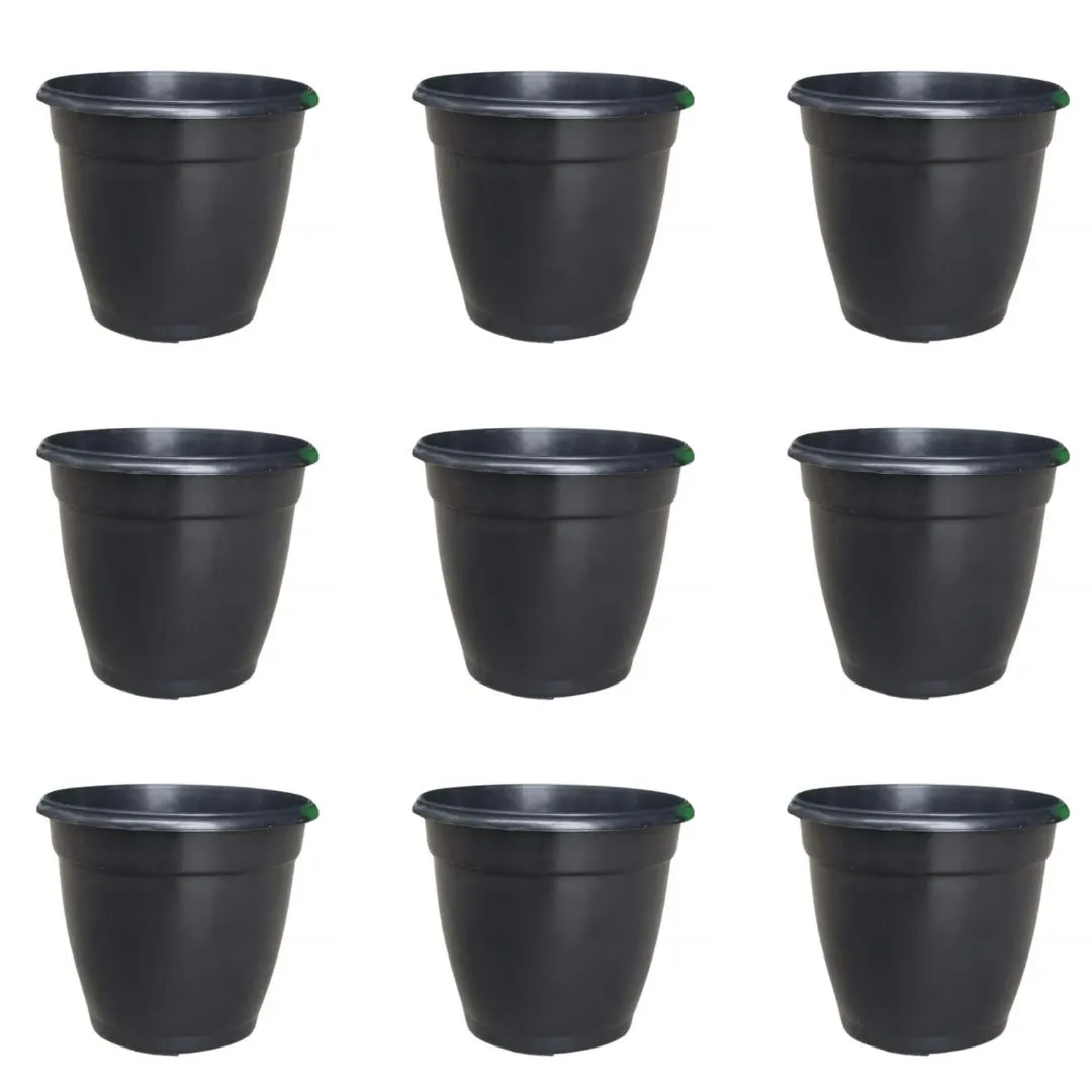 Set of 9 - 4 Inch Cloudy Black Elora Premium Plastic Planter