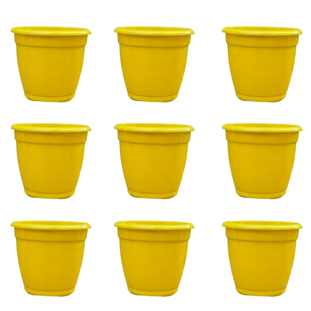 Set of 9 - 3 Inch Sunshine Yellow Elora Premium Plastic Planter