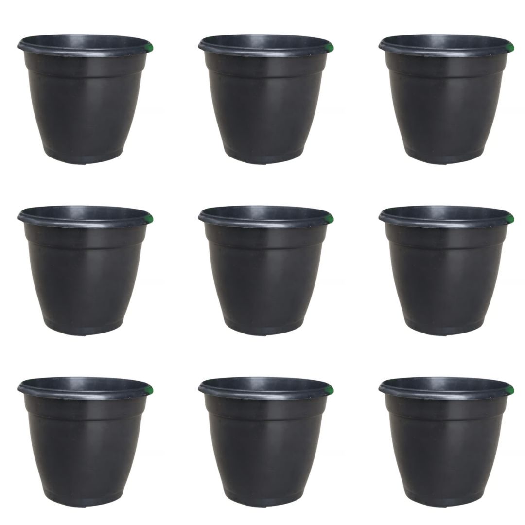 Set of 9 - 3 Inch Ruby Black Elora Premium Plastic Planter