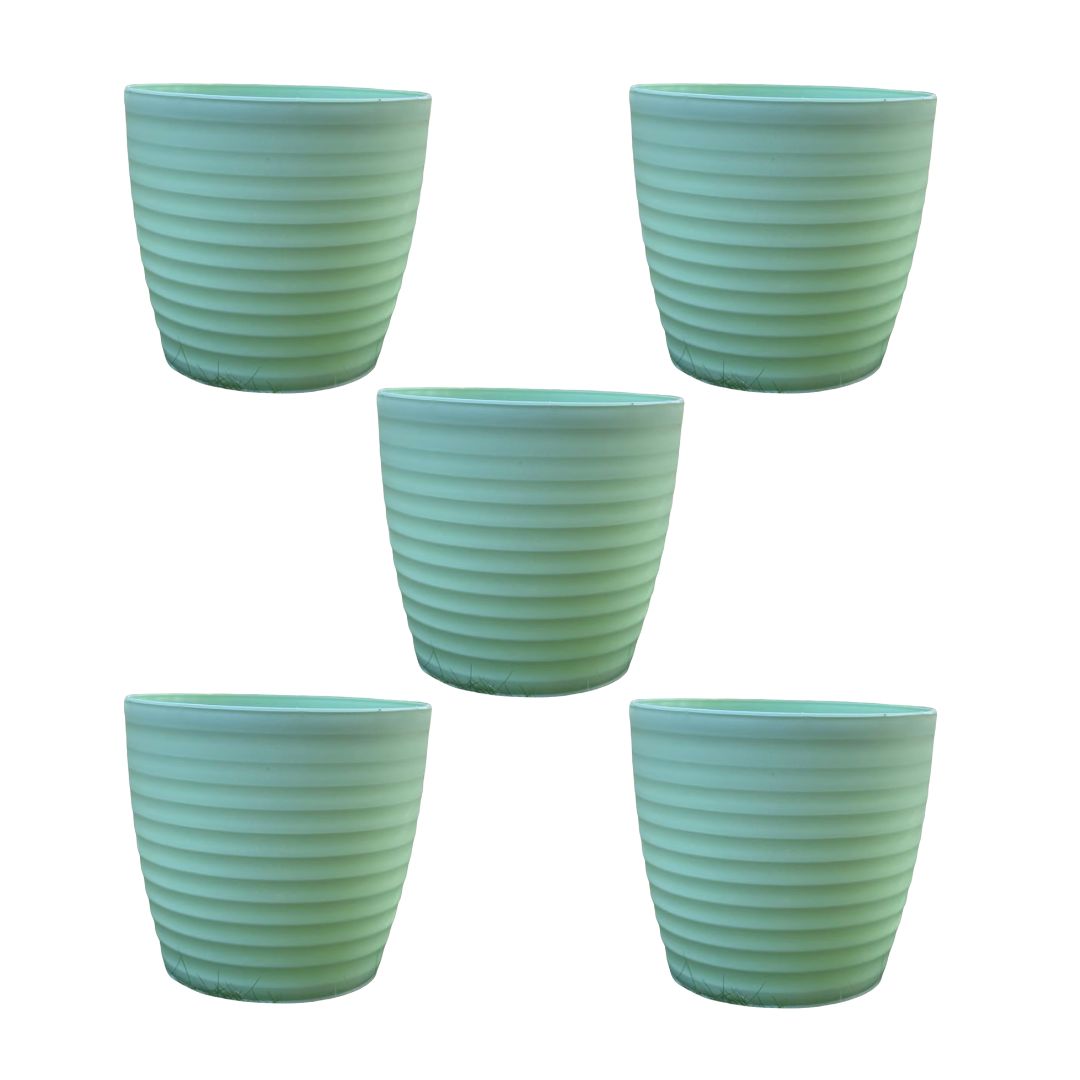 Set of 5 - 6 Inch Pastel Green Avora Premium Plastic Planter
