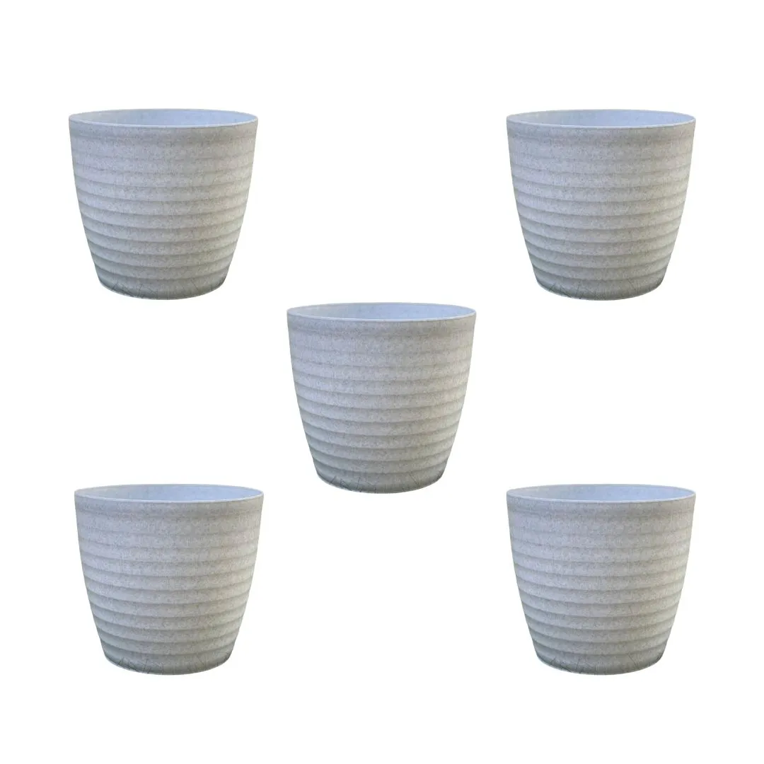 Set of 5 - 6 Inch Grey Avora Premium Plastic Planter