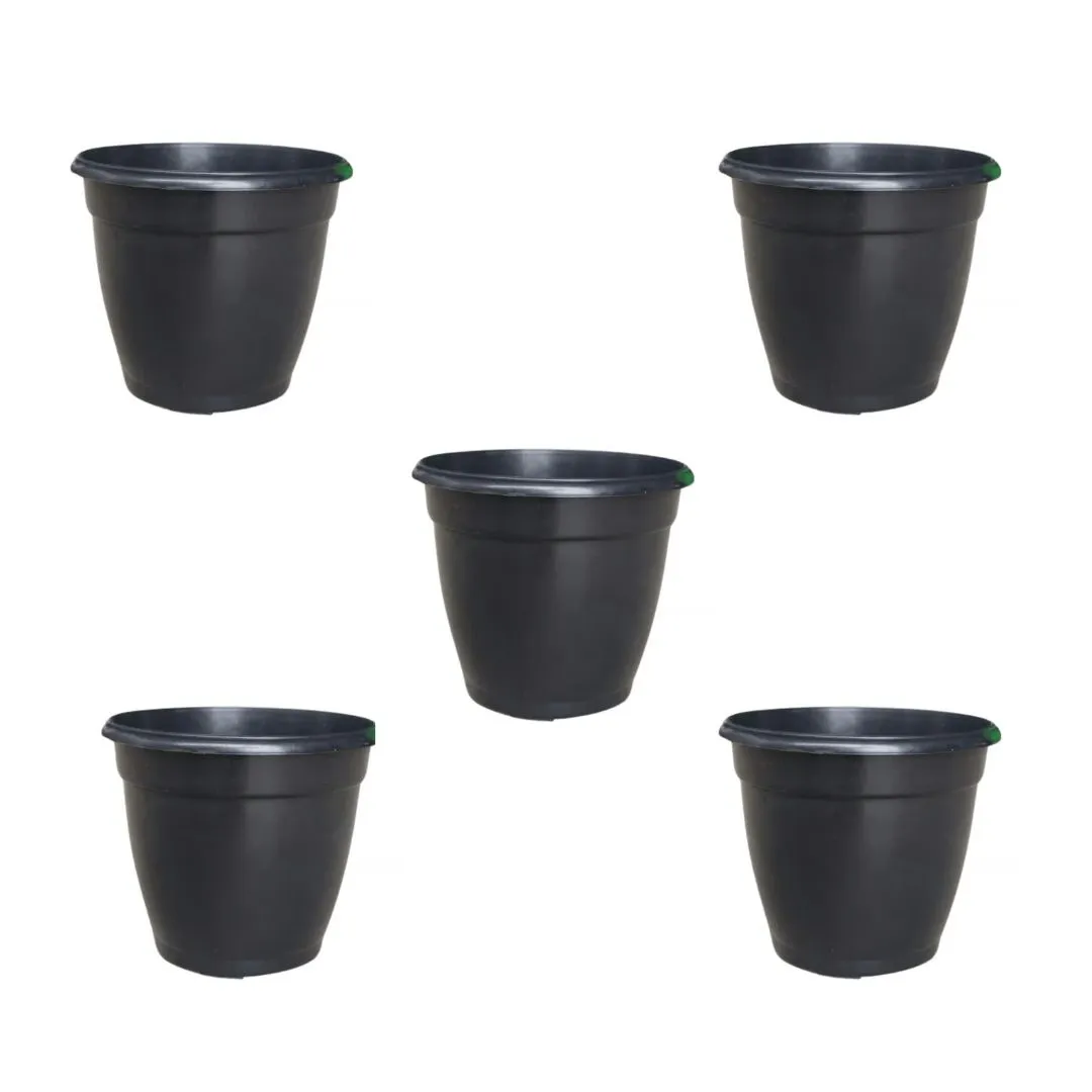 Set of 5 - 5 Inch Cloudy Black Elora Premium Plastic Planter