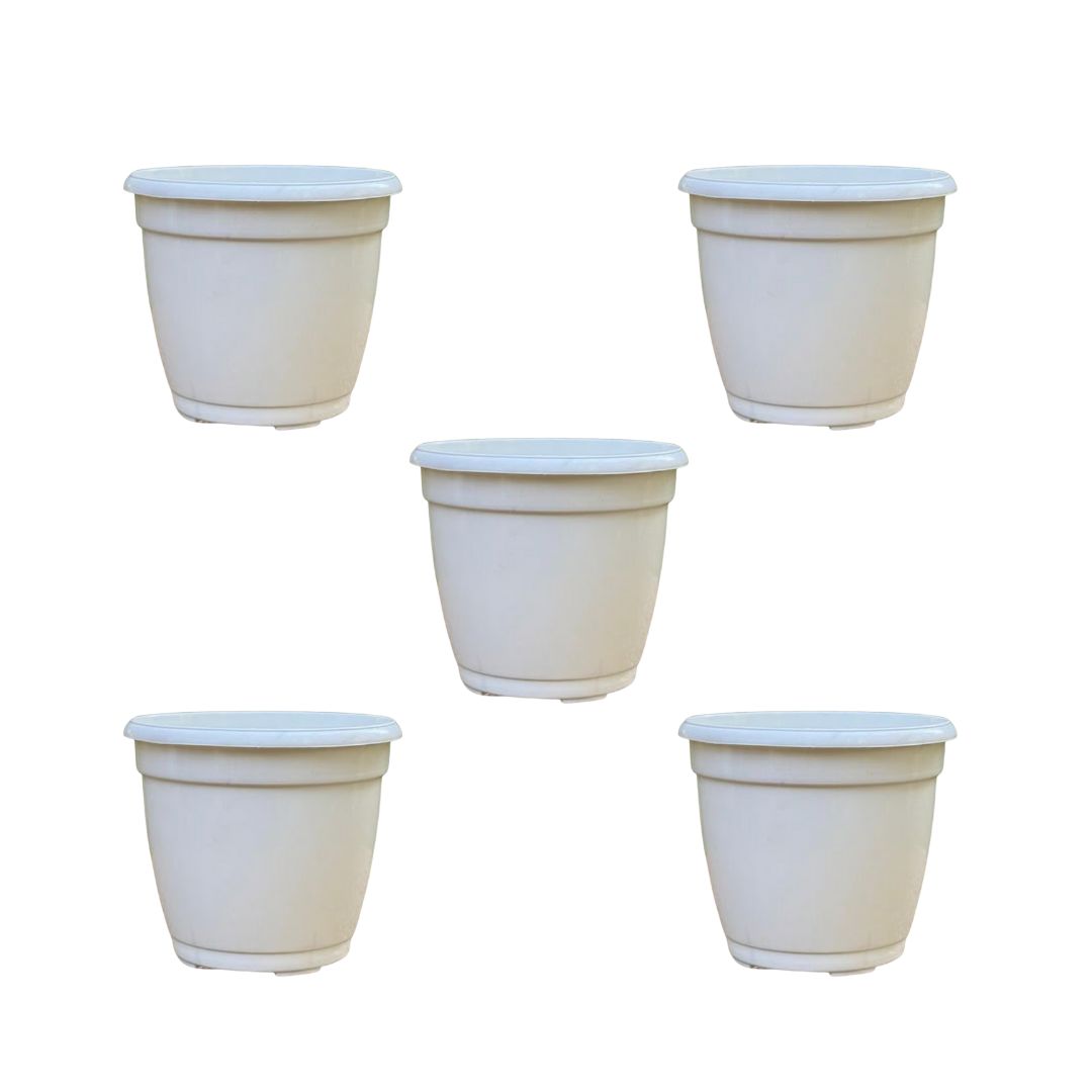 Set of 5 - 3 Inch Cloudy White Elora Premium Plastic Planter