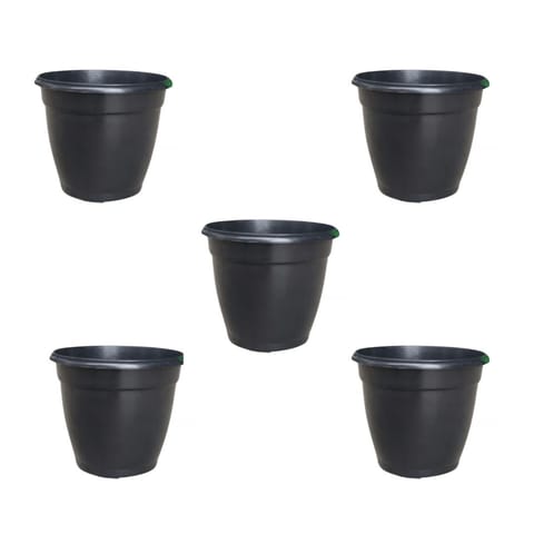 Set of 5 - 3 Inch Ruby Black Elora Premium Plastic Planter
