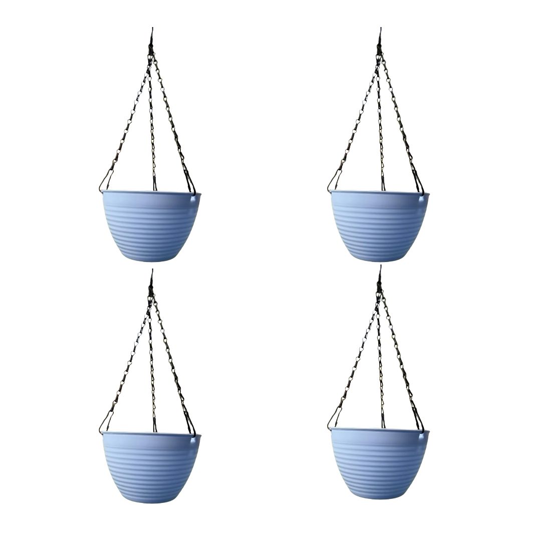 Set of 4 - 7 Inch Majesty Blue Premium Zylo Hanging Plastic Basket