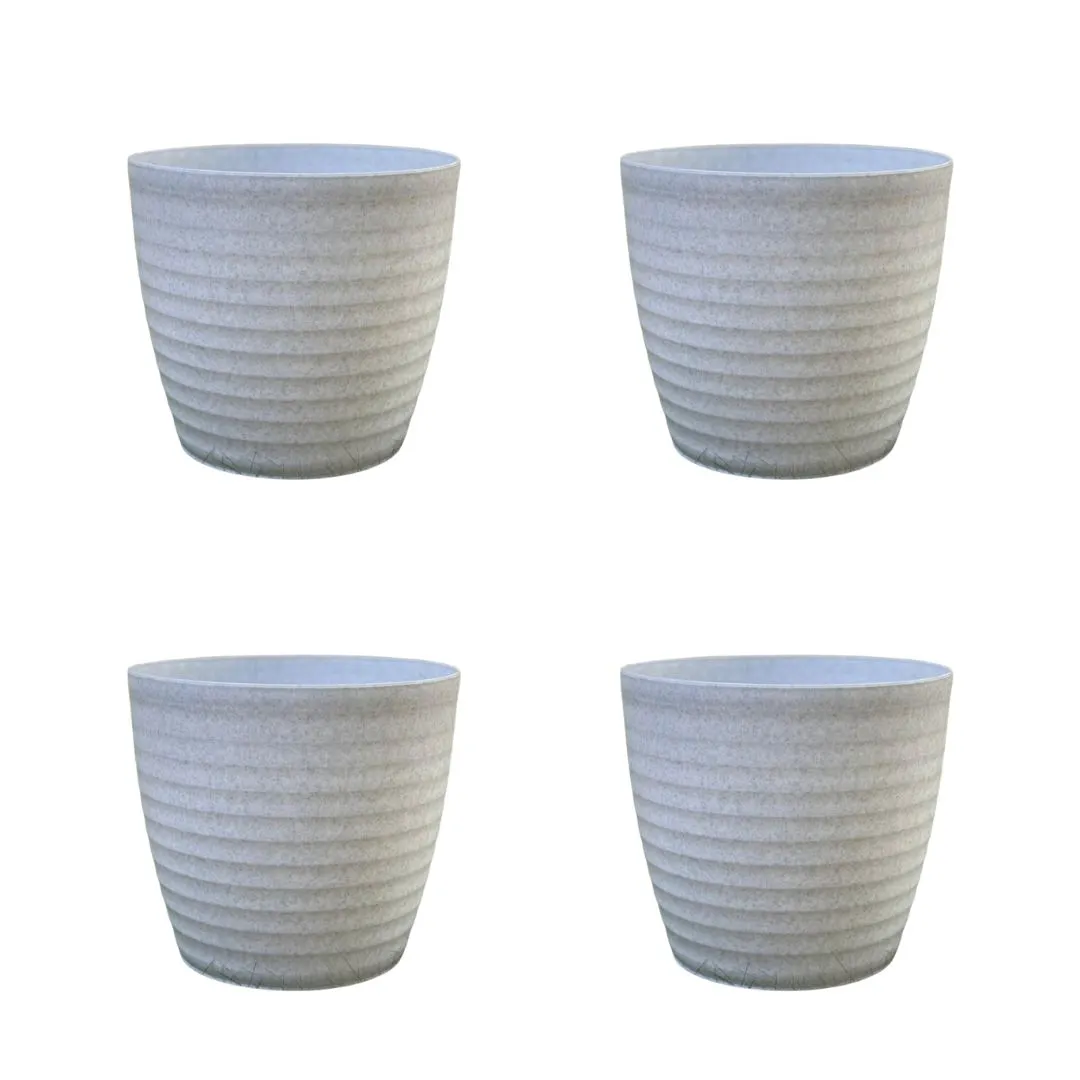 Set of 4 - 6 Inch Grey Avora Premium Plastic Planter