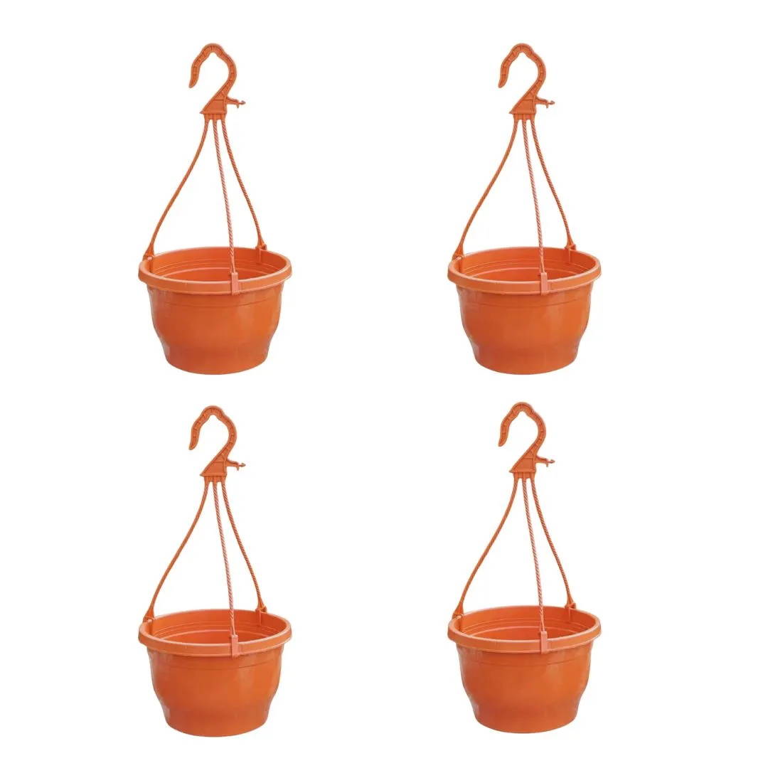 Set of 4 - 6 Inch Terracotta Red Premium Evara Hanging Plastic Pot