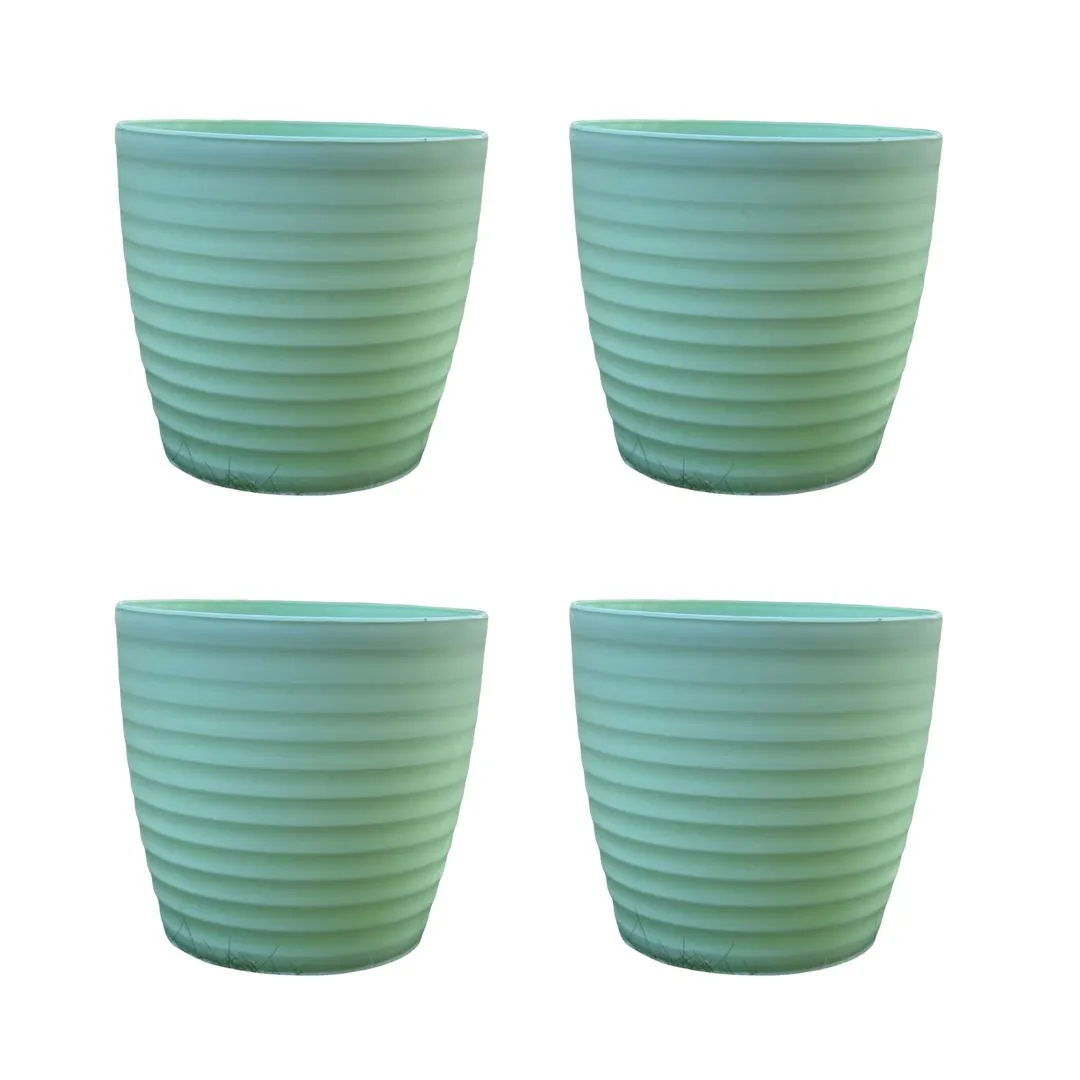 Set of 4 - 5 Inch Pastel Green Avora Premium Plastic Planter