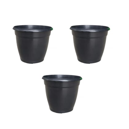 Buy Set of 3 - 5 Inch Cloudy Black Elora Premium Plastic Planter Online | Urvann.com
