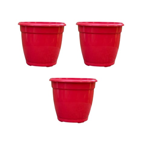 Set of 3 - 4 Inch Ruby Red Elora Premium Plastic Planter