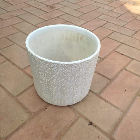 10 Inch White Classy Glass Designer Ceramic Pot