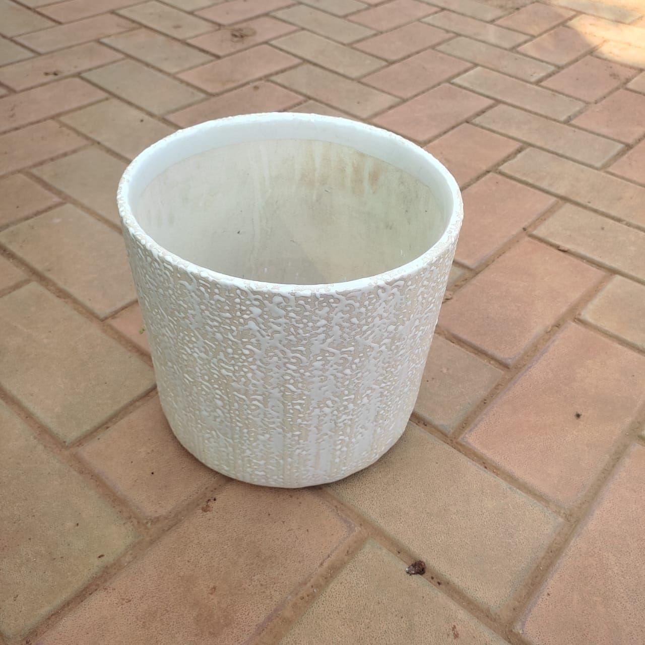 10 Inch White Classy Glass Designer Ceramic Pot