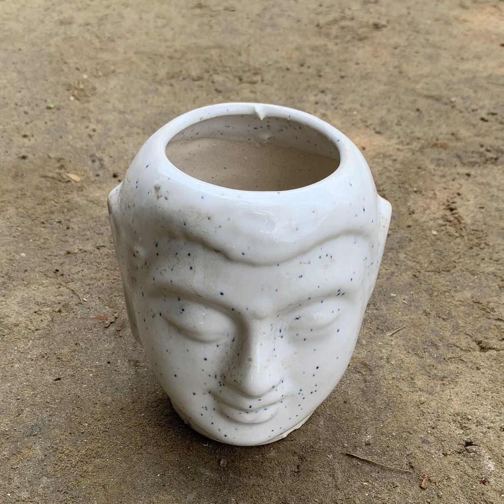 Buy 6 Inch White Elegant Ceramic Buddha Planter Online | Urvann.com 4 Inch White Elegant Ceramic Buddha Planter
