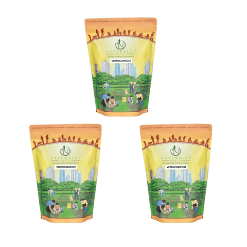 Set of 3 - Vermicompost - 1 Kg - Enhances soil fertility and plant growth